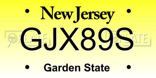 GJX89S New Jersey License Plate