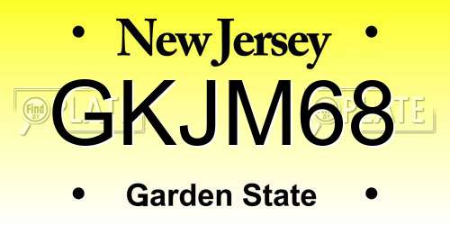 GKJM68 New Jersey License Plate