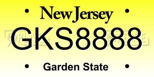 GKS8888 New Jersey License Plate