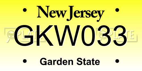 GKW033 New Jersey License Plate
