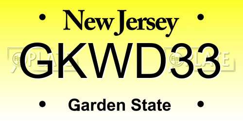 GKWD33 New Jersey License Plate