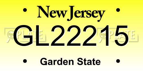 GL22215 New Jersey License Plate