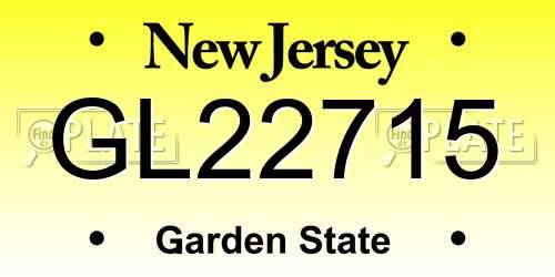 GL22715 New Jersey License Plate