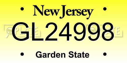 GL24998 New Jersey License Plate