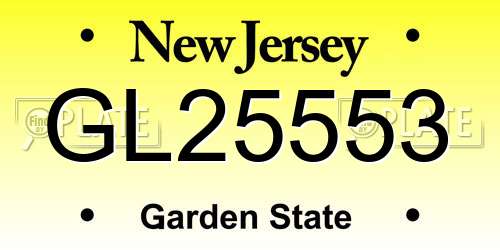 GL25553 New Jersey License Plate