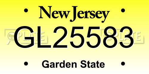 GL25583 New Jersey License Plate