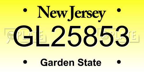 GL25853 New Jersey License Plate