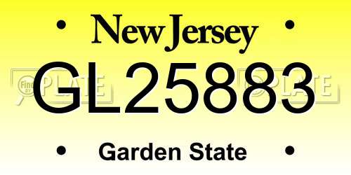 GL25883 New Jersey License Plate
