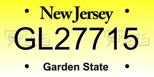 GL27715 New Jersey License Plate