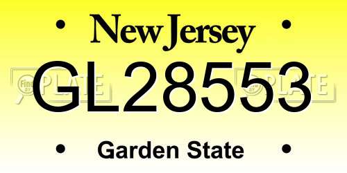 GL28553 New Jersey License Plate