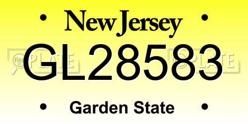 GL28583 New Jersey License Plate