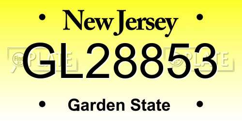 GL28853 New Jersey License Plate