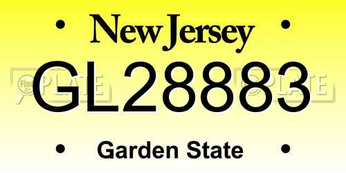GL28883 New Jersey License Plate