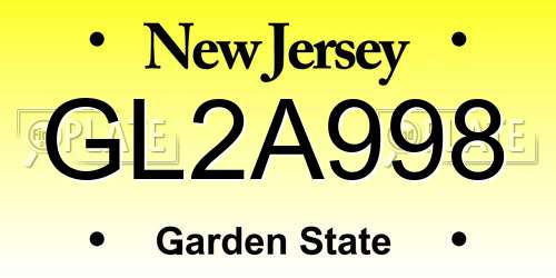 GL2A998 New Jersey License Plate