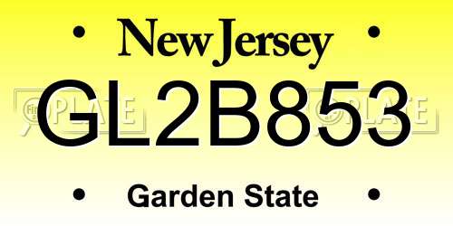 GL2B853 New Jersey License Plate