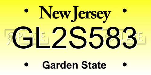 GL2S583 New Jersey License Plate