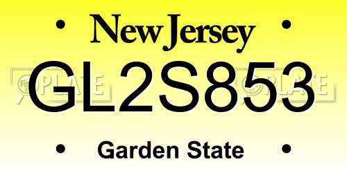 GL2S853 New Jersey License Plate