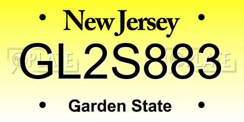 GL2S883 New Jersey License Plate