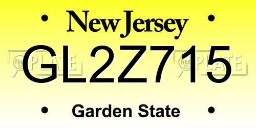 GL2Z715 New Jersey License Plate