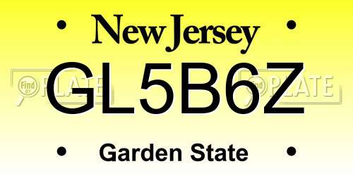 GL5B6Z New Jersey License Plate