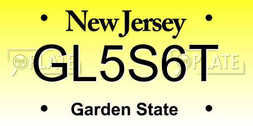 GL5S6T New Jersey License Plate