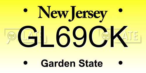 GL69CK New Jersey License Plate