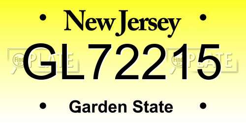 GL72215 New Jersey License Plate