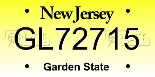 GL72715 New Jersey License Plate