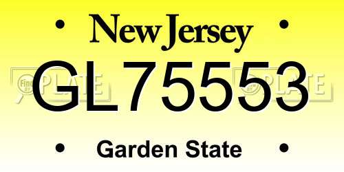 GL75553 New Jersey License Plate