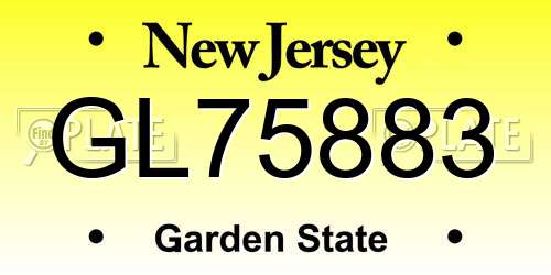 GL75883 New Jersey License Plate