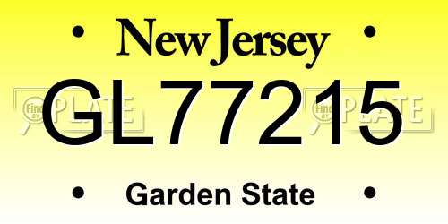 GL77215 New Jersey License Plate