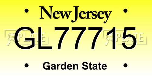 GL77715 New Jersey License Plate