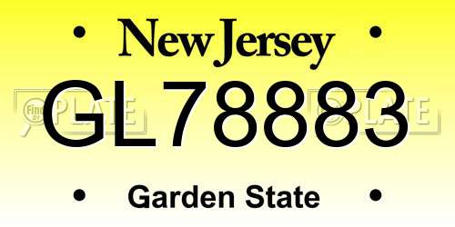 GL78883 New Jersey License Plate