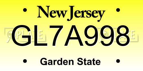 GL7A998 New Jersey License Plate