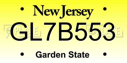 GL7B553 New Jersey License Plate