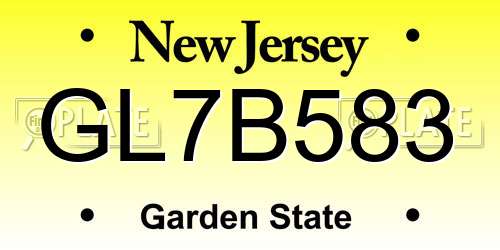 GL7B583 New Jersey License Plate