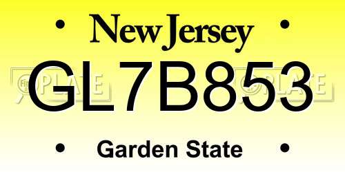 GL7B853 New Jersey License Plate