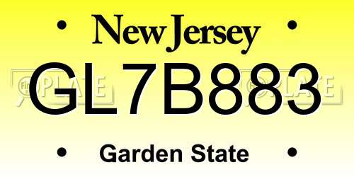 GL7B883 New Jersey License Plate