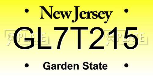 GL7T215 New Jersey License Plate