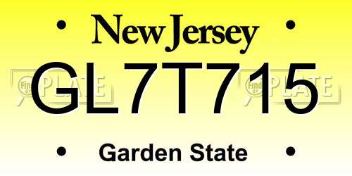 GL7T715 New Jersey License Plate