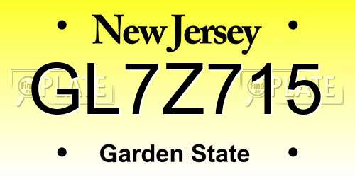 GL7Z715 New Jersey License Plate