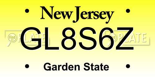 GL8S6Z New Jersey License Plate