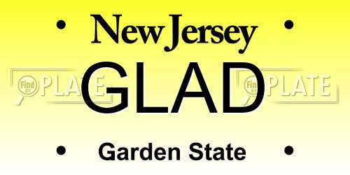 GLAD New Jersey License Plate