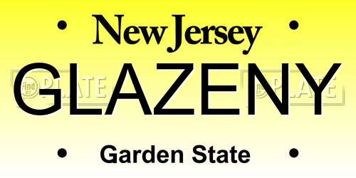 GLAZENY New Jersey License Plate