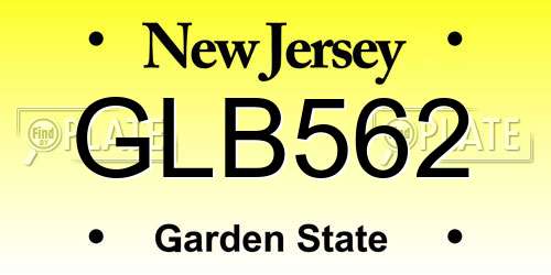 GLB562 New Jersey License Plate