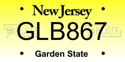 GLB867 New Jersey License Plate