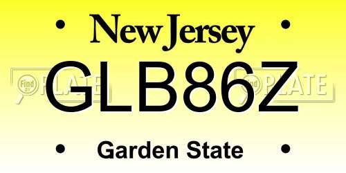 GLB86Z New Jersey License Plate