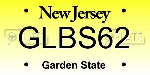 GLBS62 New Jersey License Plate