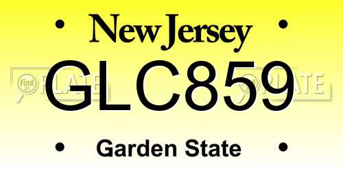 GLC859 New Jersey License Plate