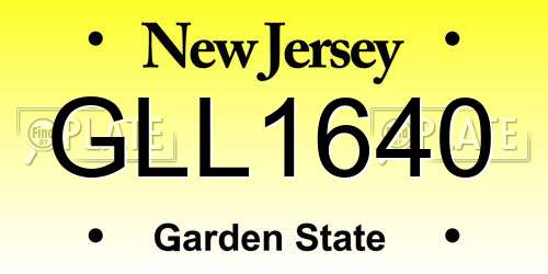 GLL1640 New Jersey License Plate